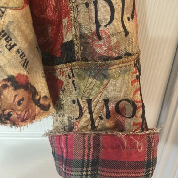Scissors Paper Rock Art-Wear M plaid movie star jacket Blazer USA VTG artsy Y2K - Picture 3 of 8